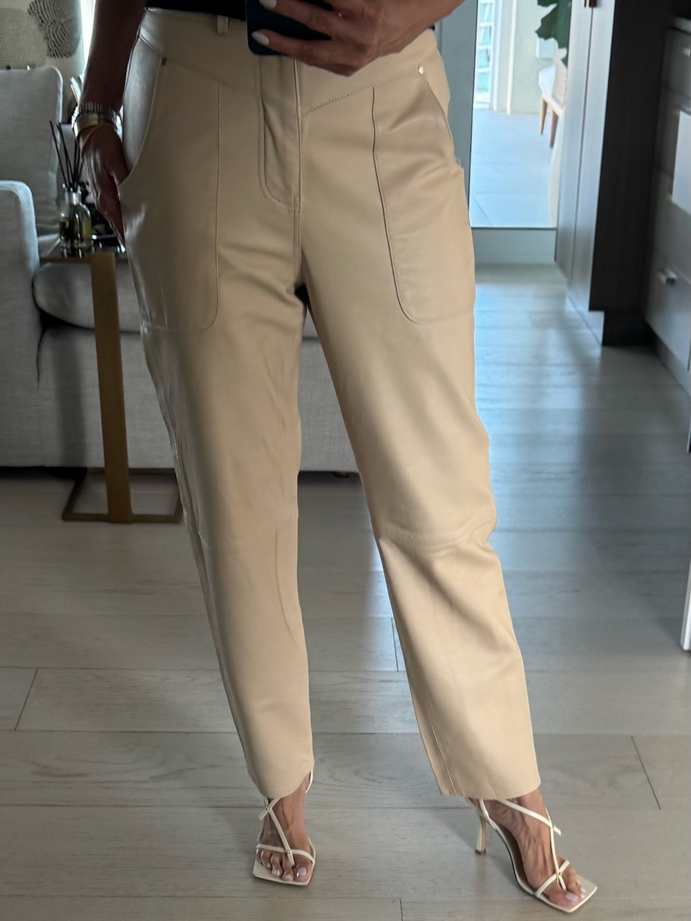 Song of Style Cropped High-Rise Leather Cream Utility Pants